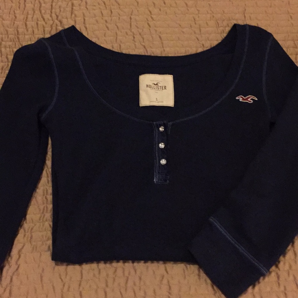 Brand New Hollister 3/4 Sleeve Henley Navy/Sz Sm